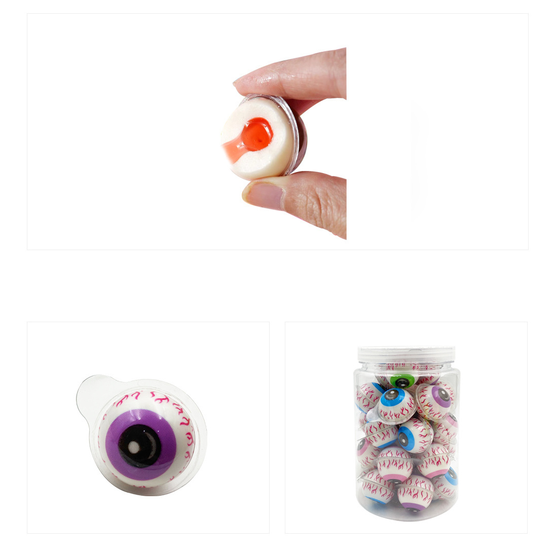 Wholesale Sweet Round Fruity Flavours Jam Filled Soft Candy Christmas Gummy Eyeballs Candy