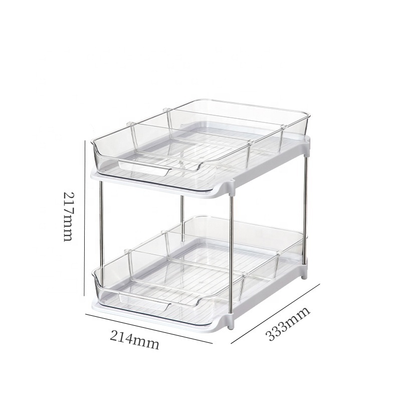 Under Sink Organizer 2-Tier Sliding Cabinet Basket Organizer Drawers Under Sink Organizers and Storage Bathroom Cabinet