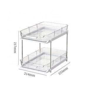 Under Sink Organizer 2-Tier Sliding Cabinet Basket Organizer Drawers Under Sink Organizers and Storage Bathroom Cabinet