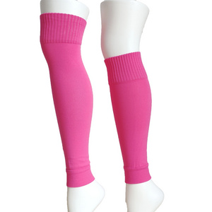 Custom logo high quality pink leg sleeves sports compression adult football socks youth footless socks