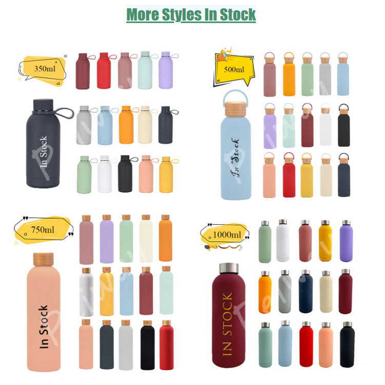 Rubber Holder  Vacuum Jar Matte Water Stainless Steel Metal Insulated Small Mouth Bottle