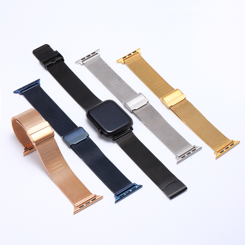 Milanese watch band stainless steel straps custom metal mesh loop for app le watch 38 40 41 42 44 45mm