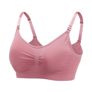 Custom Logo Wireless B-G Cup Big Breast Push Up Sexy Lace Upper Buckle Lactation Pregnant Maternity Nursing Bra