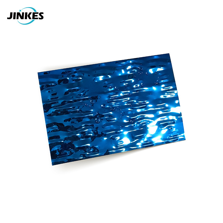 PVD Color Blue Gold Mirror Water Wave Stainless Steel Stamped Ripple Sheet for Wall Panel Ceiling Decoration