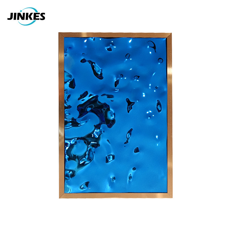 PVD Color Blue Gold Mirror Water Wave Stainless Steel Stamped Ripple Sheet for Wall Panel Ceiling Decoration