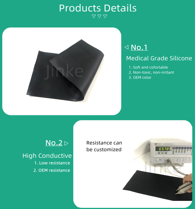 Jinke factory price ISO13485 electrical silicone thermal conductive pad tens ems suit pads rubber electrode pads