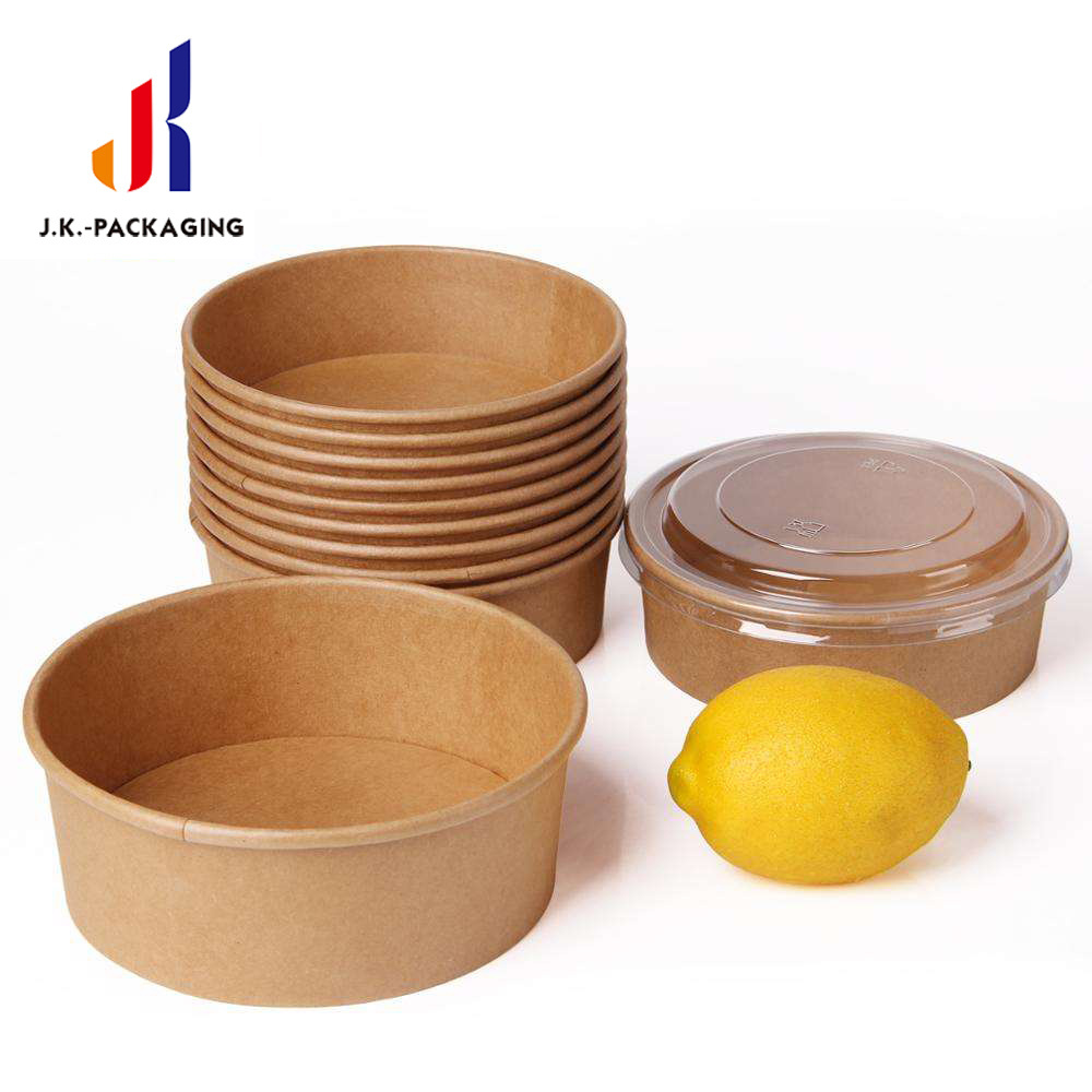 custom print disposable kraft paper salad bowl with lid paper plates bowls food packing containers