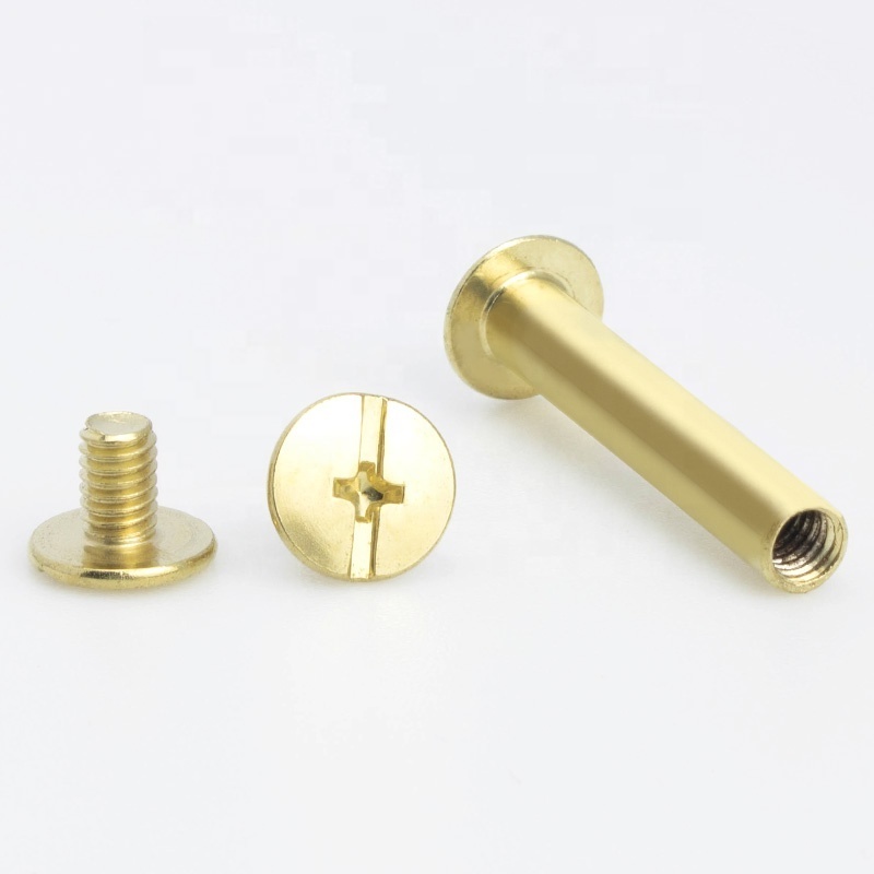 Copper Plated Male Female Screw account book butt side lock rivet rose gold nut album Stainless steel Chicago Screw Double c