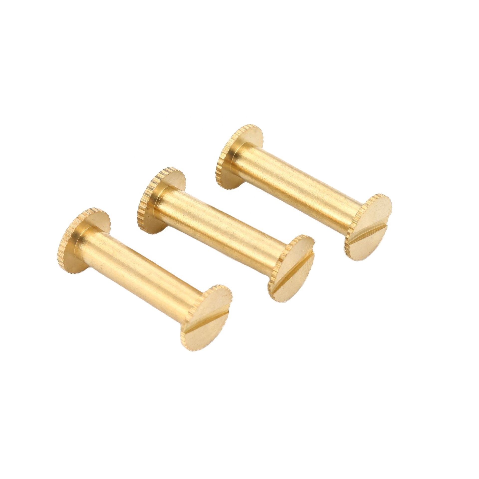 Brass knurling account Screw Side Lock Butt Male Female Slotted Book Binding Post Screws Chicago wood Screw