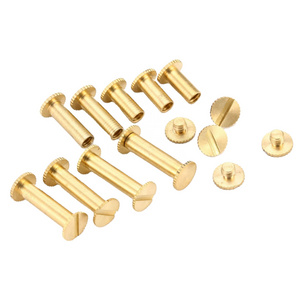 Brass knurling account Screw Side Lock Butt Male Female Slotted Book Binding Post Screws Chicago wood Screw