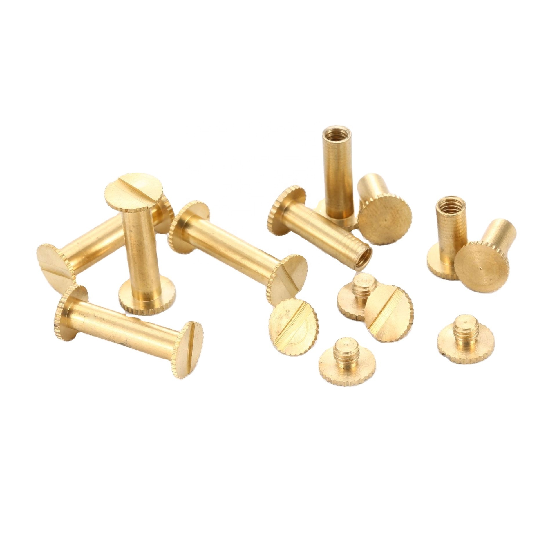 Brass knurling account Screw Side Lock Butt Male Female Slotted Book Binding Post Screws Chicago wood Screw