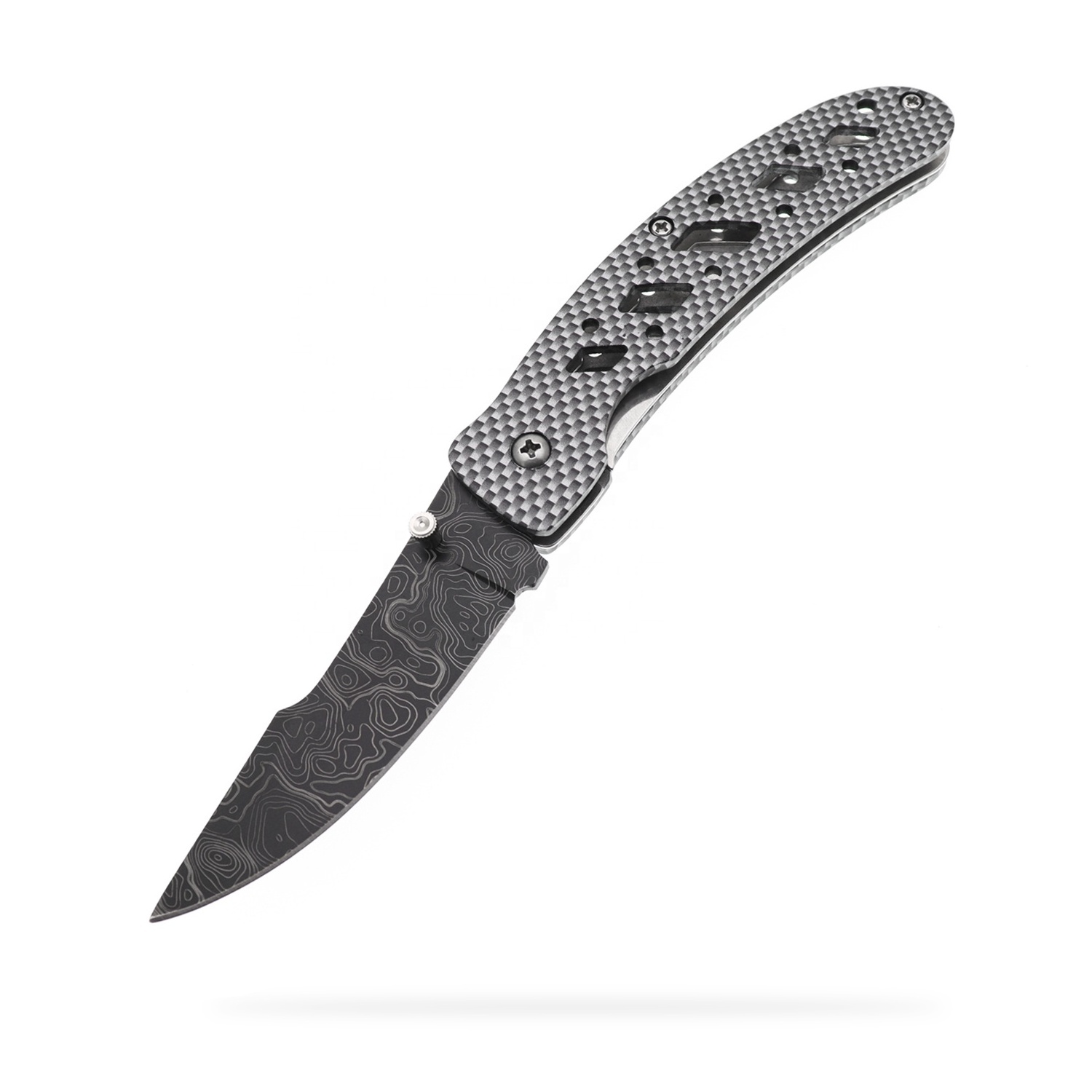 3Cr13 Stainless Steel Folding Pocket Knife Camo Coated Carbon Fiber Liner Lock with Belt Clip Colorful Foldable Knife for women