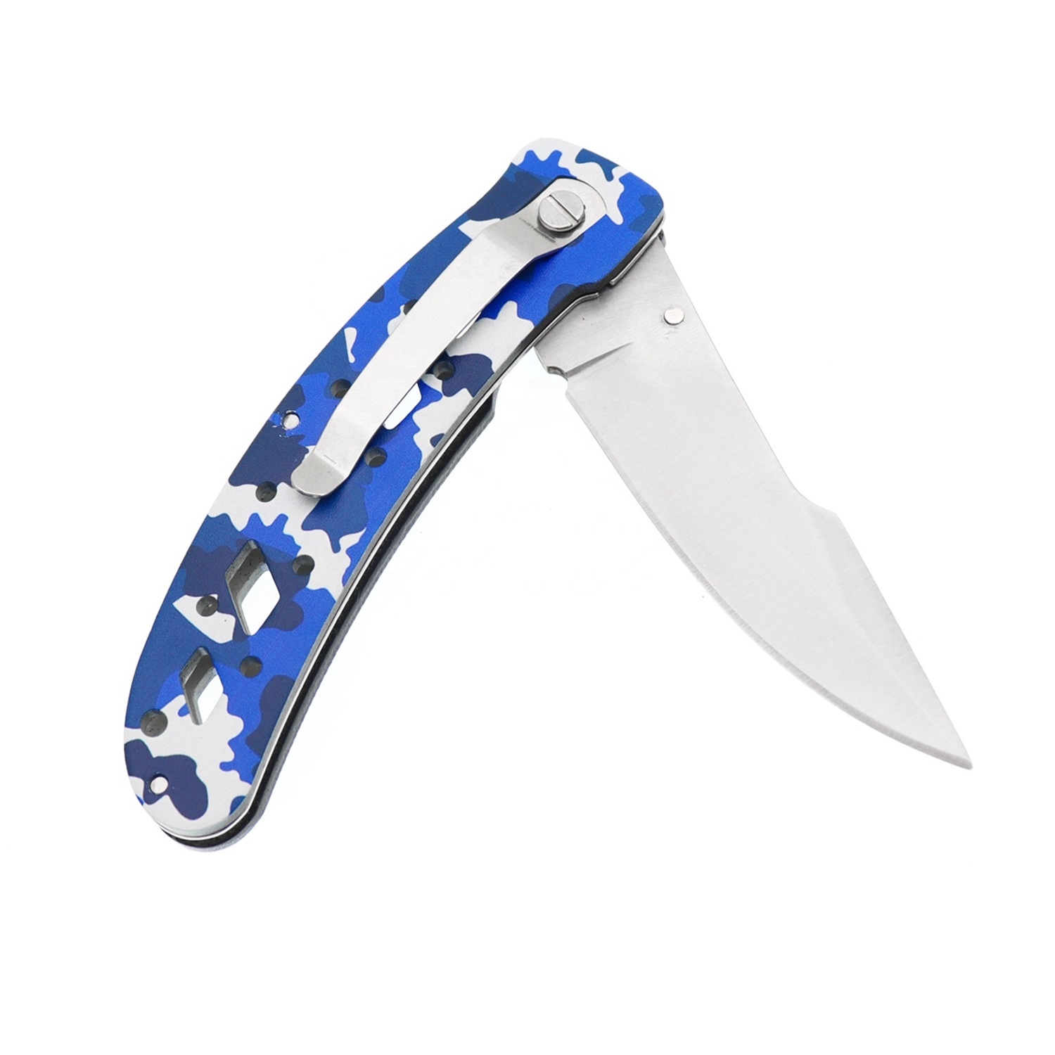 High Quality 3Cr13 Stainless Steel Folding Pocket Knife Camo Coated Liner Lock with Belt Clip Colorful Foldable Knife for women