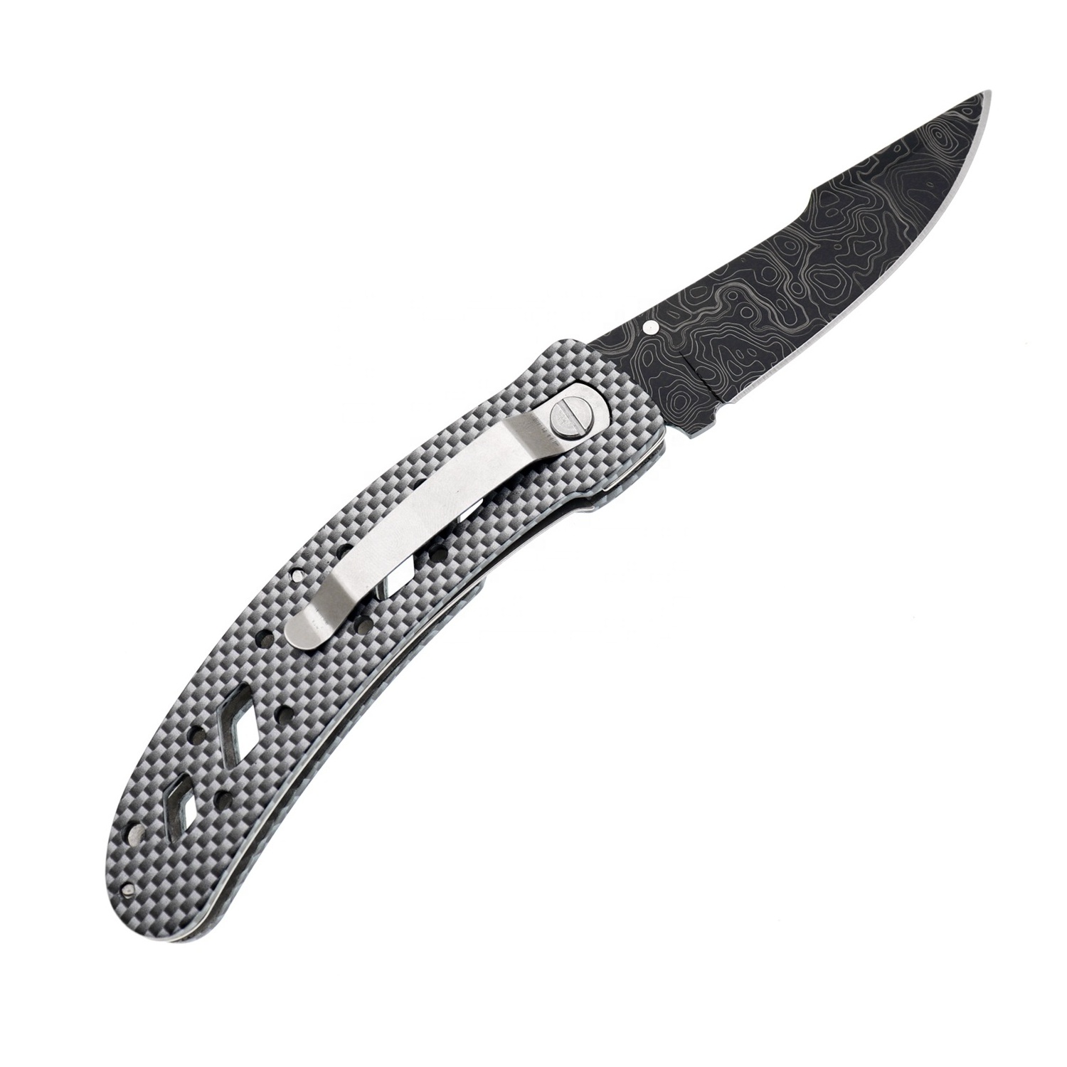 3Cr13 Stainless Steel Folding Pocket Knife Camo Coated Carbon Fiber Liner Lock with Belt Clip Colorful Foldable Knife for women