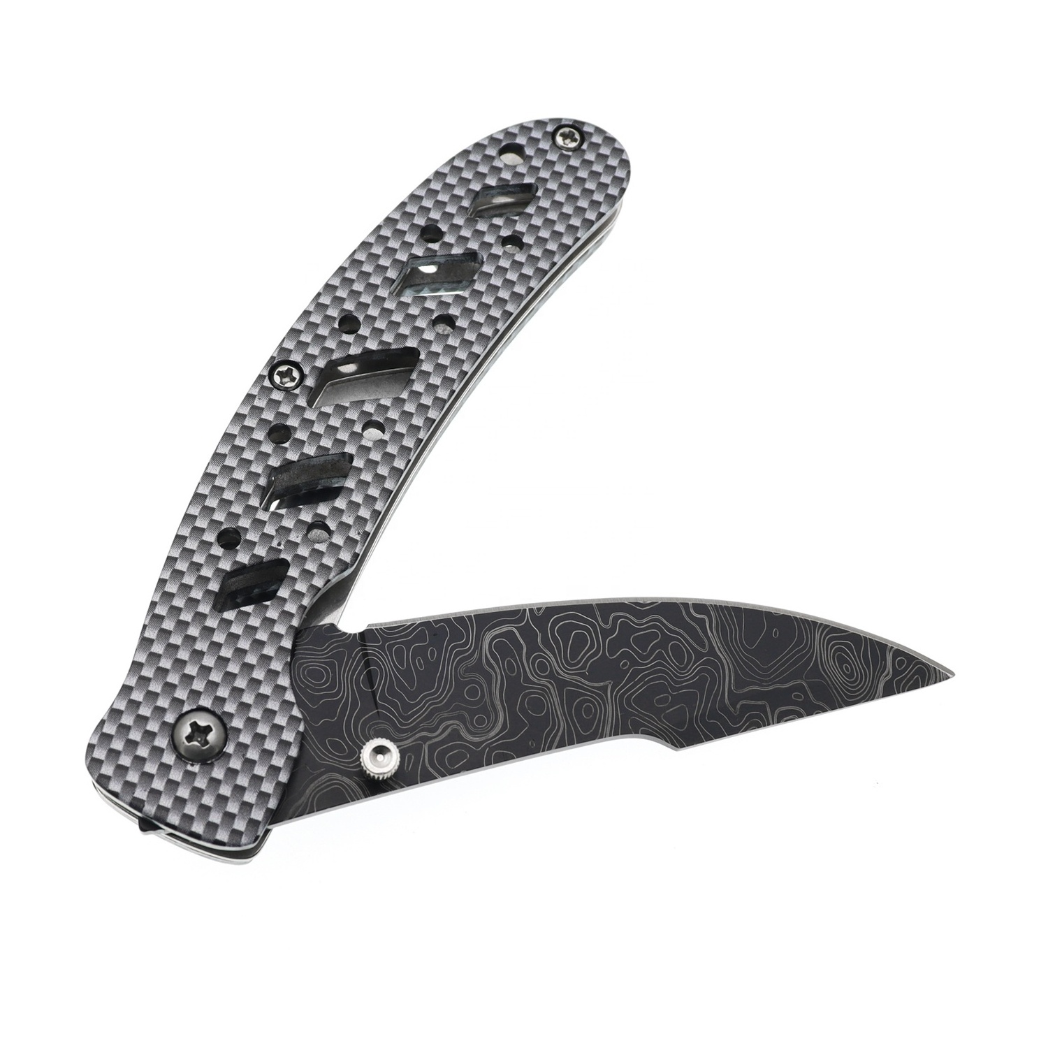 3Cr13 Stainless Steel Folding Pocket Knife Camo Coated Carbon Fiber Liner Lock with Belt Clip Colorful Foldable Knife for women