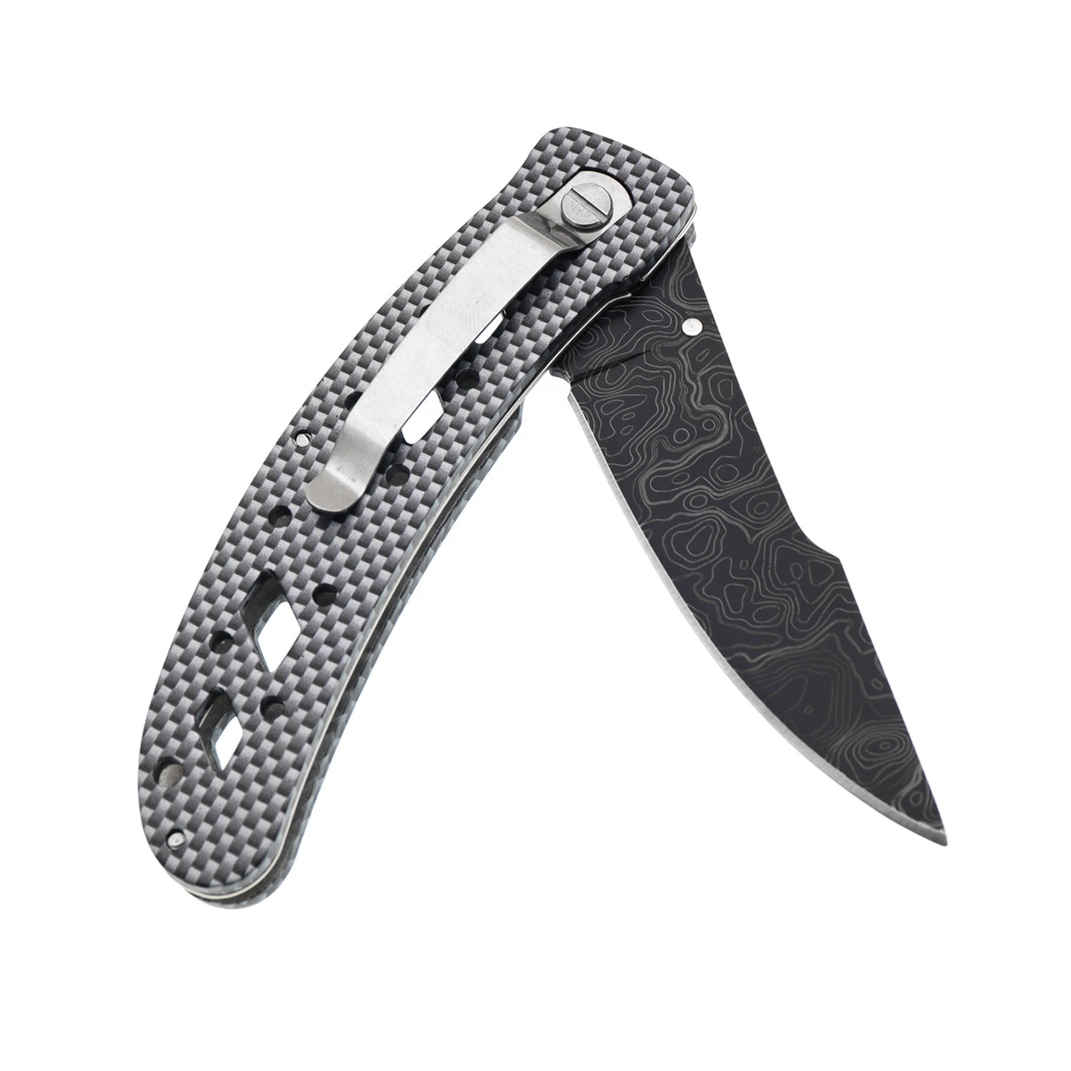 3Cr13 Stainless Steel Folding Pocket Knife Camo Coated Carbon Fiber Liner Lock with Belt Clip Colorful Foldable Knife for women