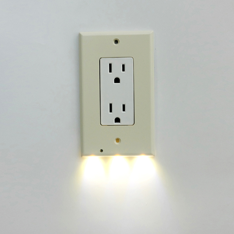 Home US Standard Night Light Wall Socket 110V Wall Outlet With On/Off By Light Automatic