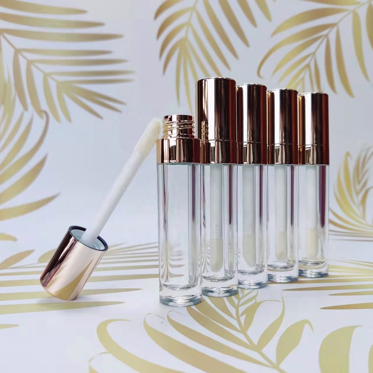 Low Moq Chubby Empty Rose Gold Lip Gloss Container Tubes Unique Clear Lipgloss Tubes Lipstick Container