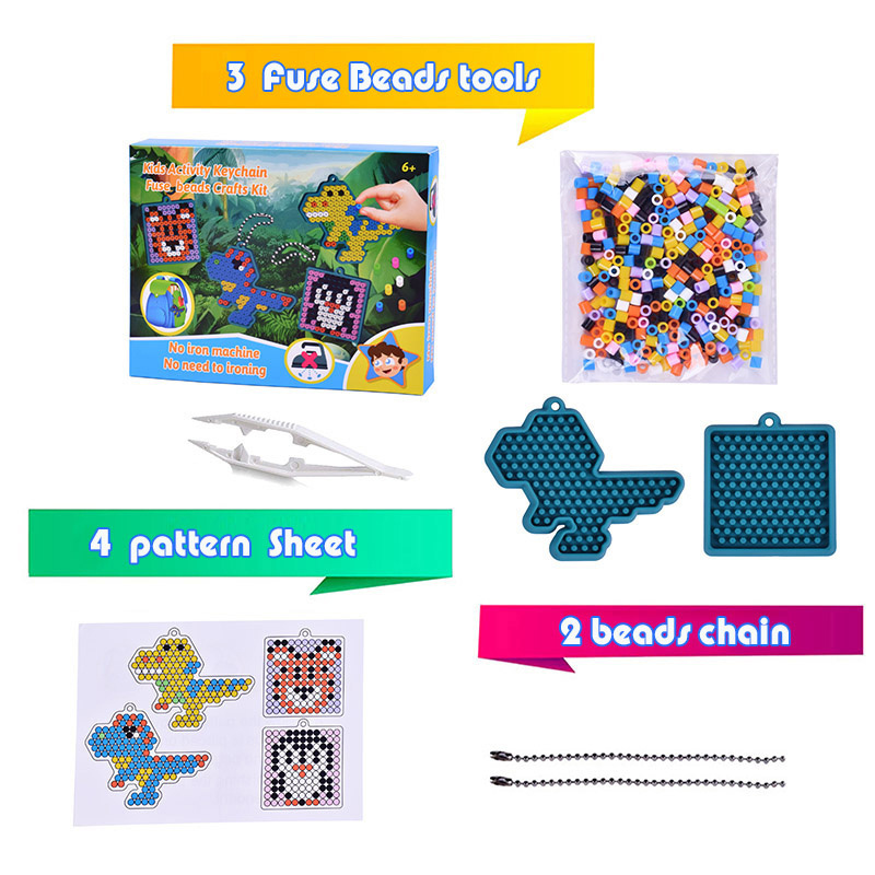 Hot Selling Custom Educational Toys Diy Keychain Non-Toxic 5mm Plastic Hama No Iron Beads Fuse Beads Crafts Kit For Kids