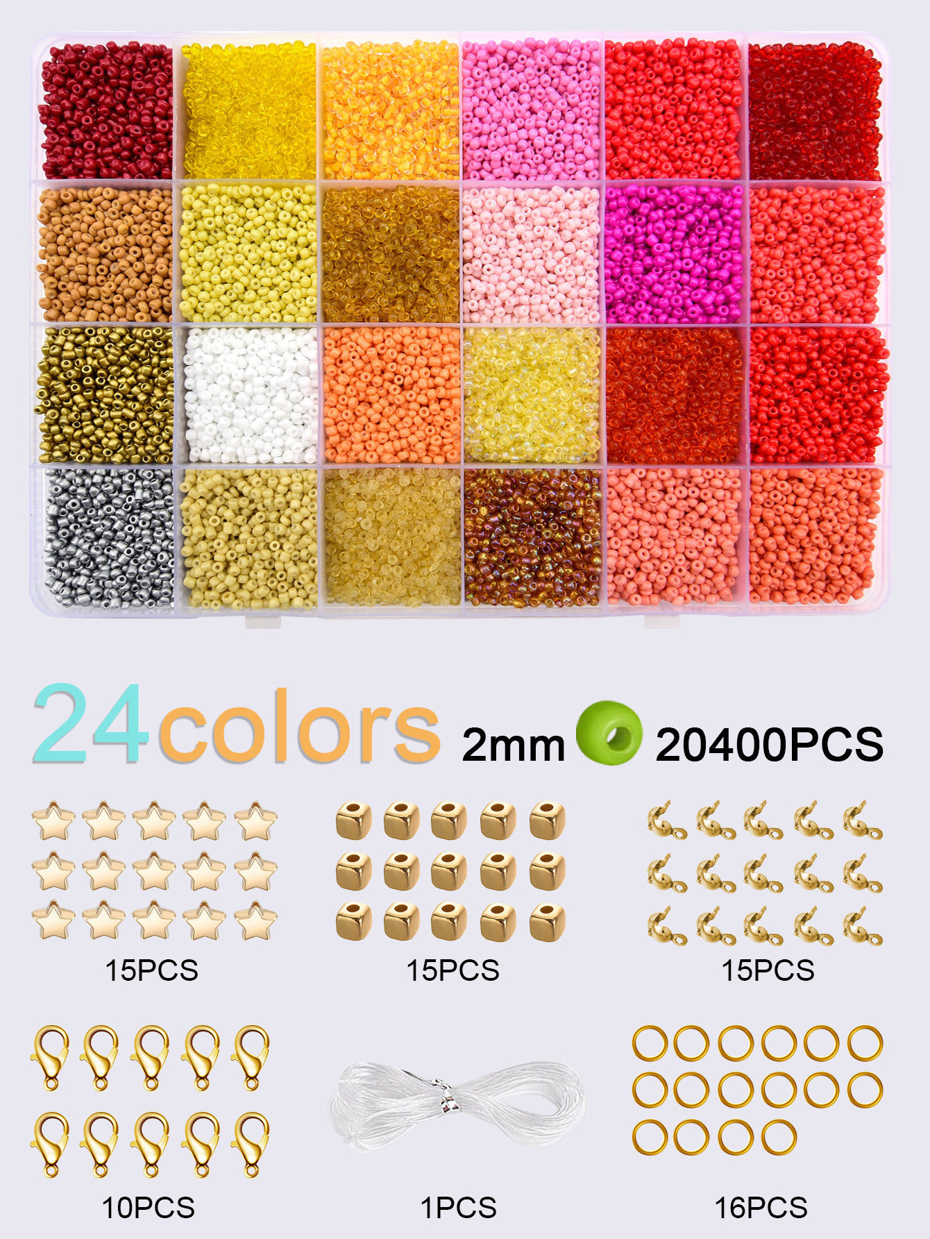 12/14/24 colors 2mm Loose Beads Jewelry Making Supplies Beads Kit Craft Set Necklace Bracelet Making Glass Seed Beads