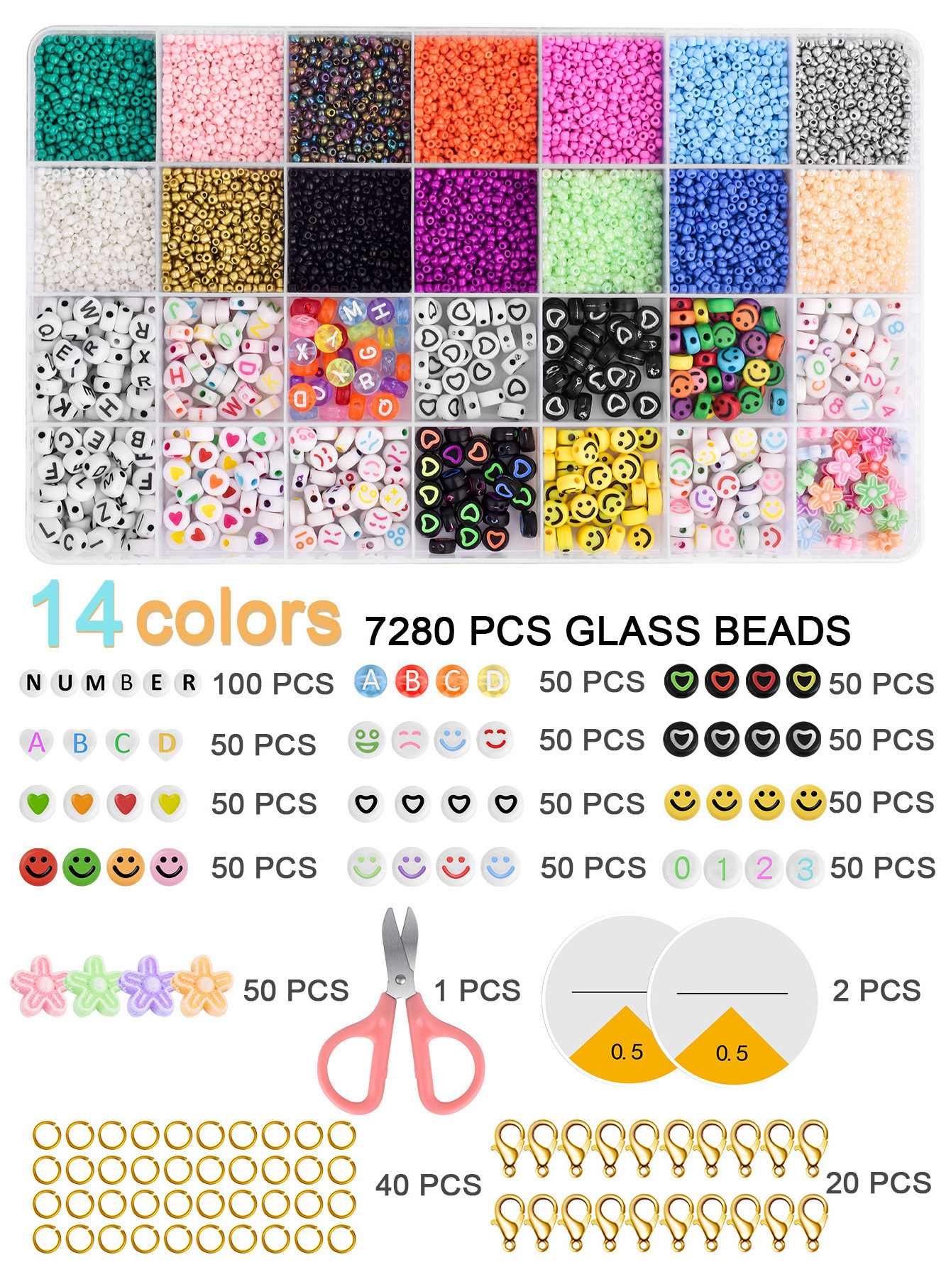 12/14/24 colors 2mm Loose Beads Jewelry Making Supplies Beads Kit Craft Set Necklace Bracelet Making Glass Seed Beads