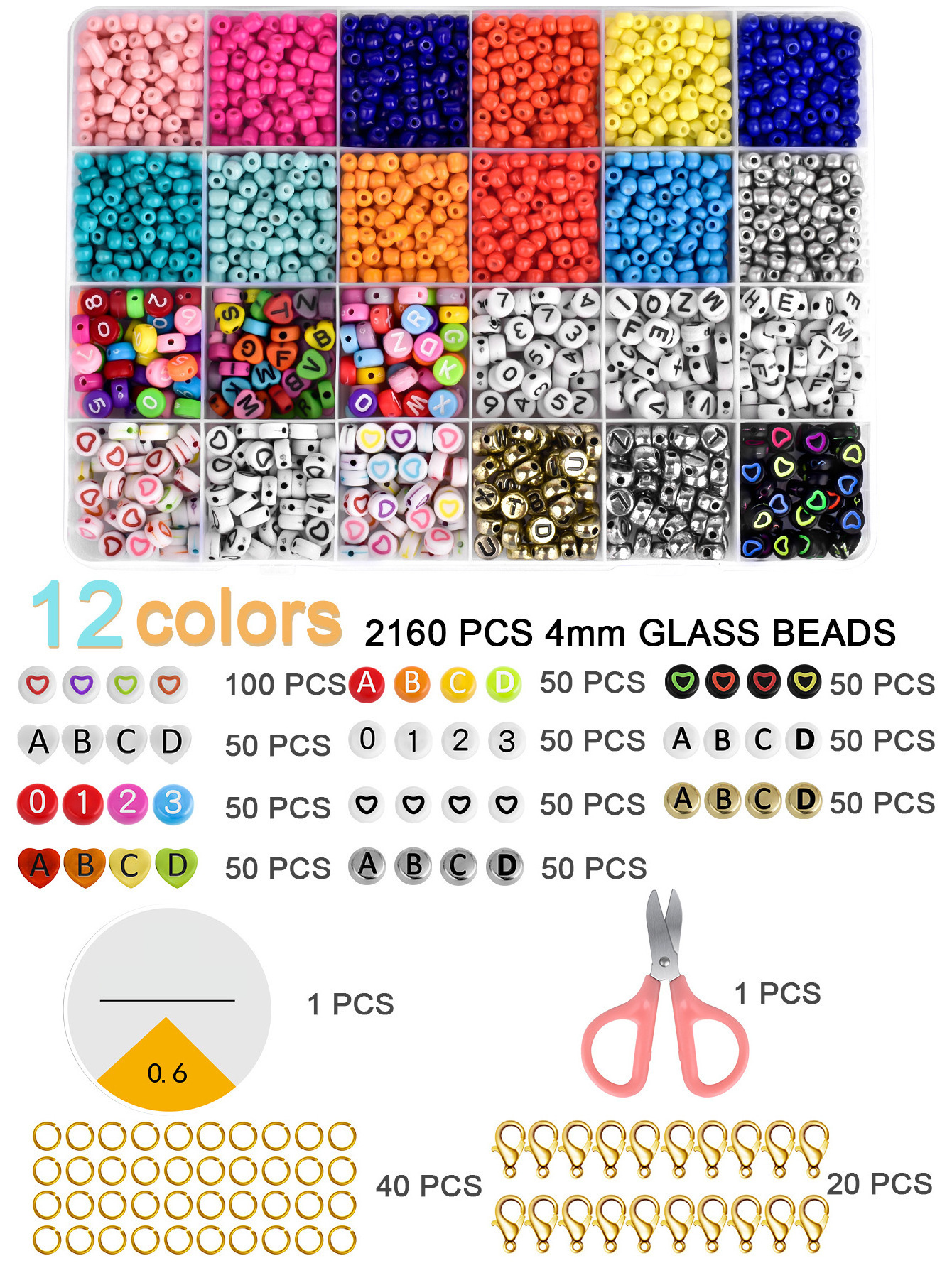 12/14/24 colors 2mm Loose Beads Jewelry Making Supplies Beads Kit Craft Set Necklace Bracelet Making Glass Seed Beads