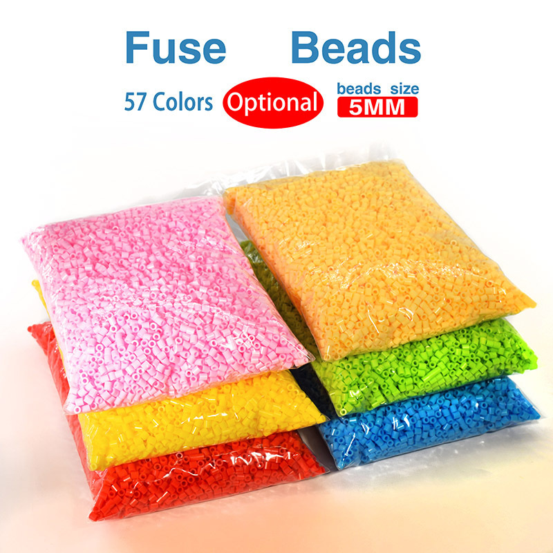 57 color plastic perler beads bulk diy perler toy wholesale 5mm non-toxic hama beads for kids