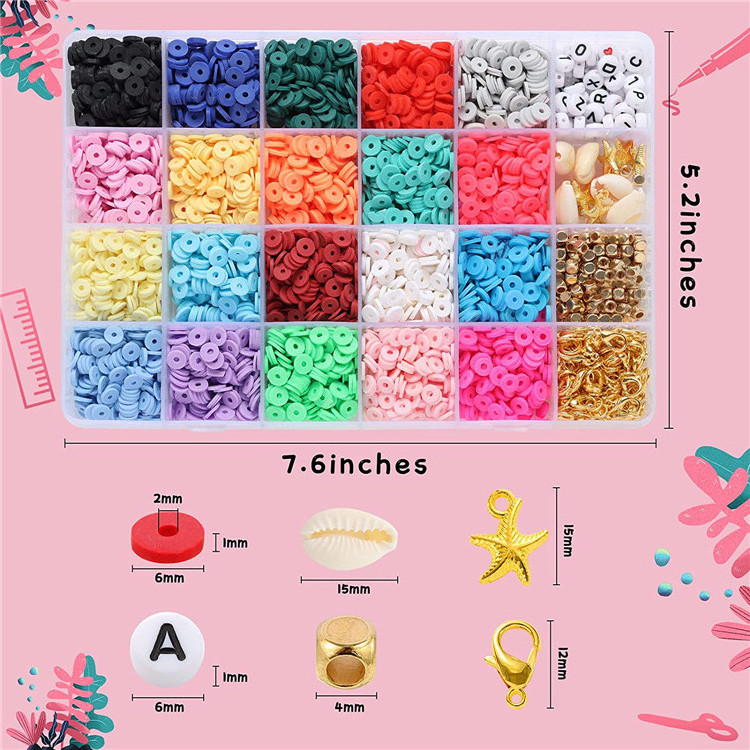 Wholesale 4200 Pcs 6mm 20 Colors Charms Alphabet Polymer Clay Beads Necklace Clay Beads Polymer Clay Beads