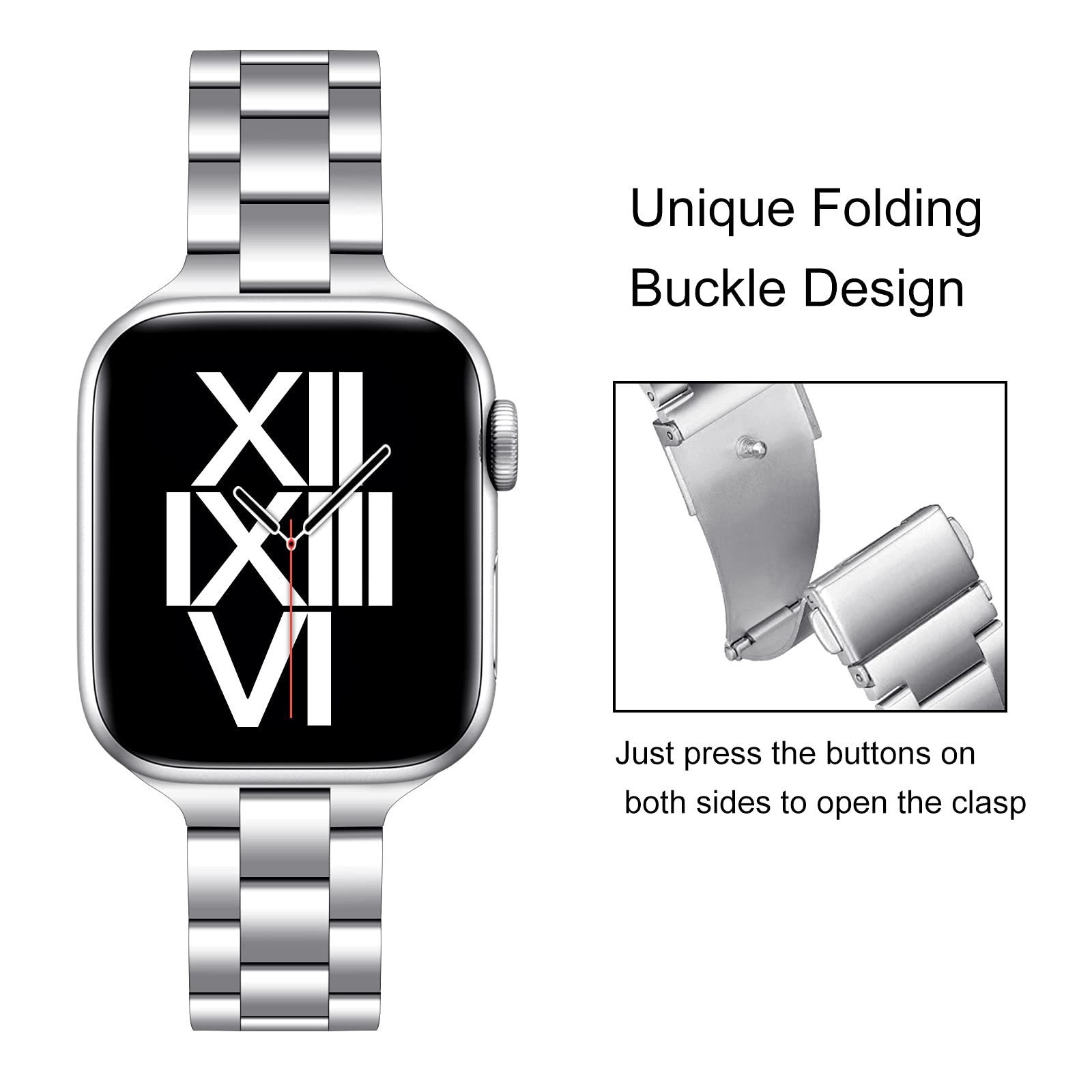 Thin metal strap for Apple Watch 41 40 38 42 44 45 49mm, ultra -thin stainless steel  bracelet belt suitable for iWatch Se Woman