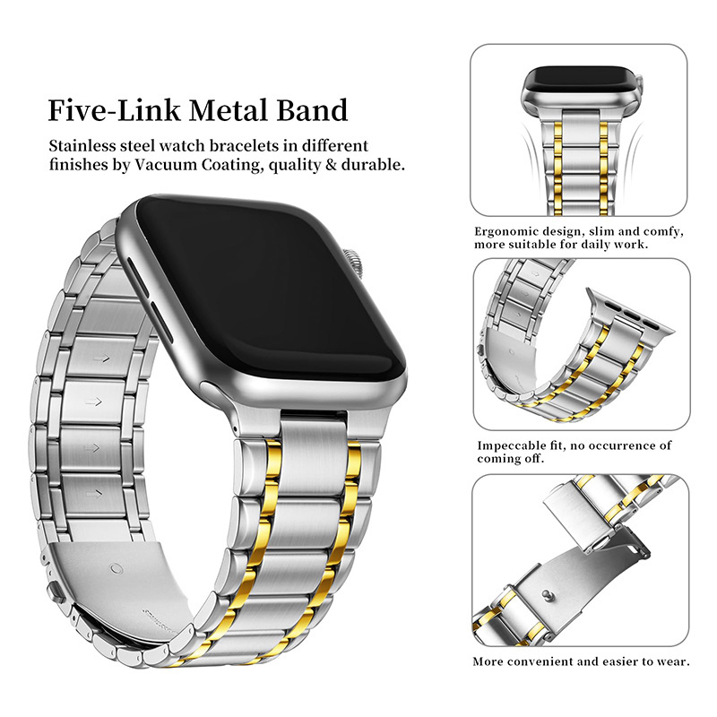 compatible Apple Watch Bands 49mm 45mm 44mm 41mm , Stainless Steel iWatch Band Metal Strap for Apple Watch Series Ultra 8 7 6 5