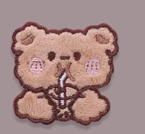 Plush Bear Embroidered Down Jacket Patch No Trace Sewing Dress Patch Fashion Patch