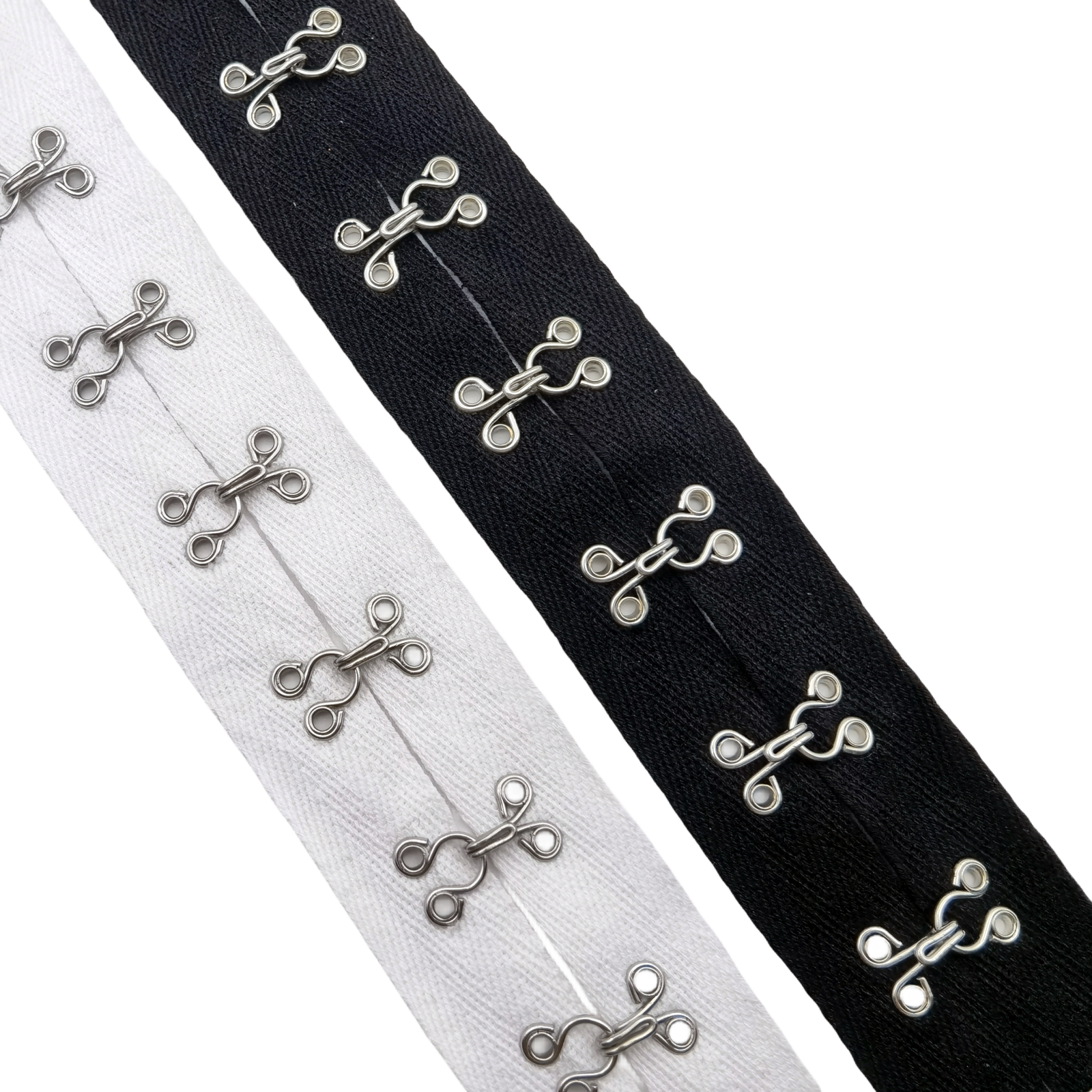 Wholesale  Garment accessories Hook and double Eyes on 20mm Cotton Twill Tape