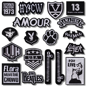 Wholesale repair torn decoration down clothing Jeans bag shoe hat patch Black 3D sew on Embroidery Patch for Clothing