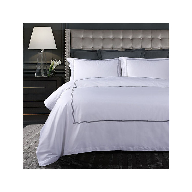 Luxury Hotel Linen Customize Size Design Comforter Bedding Set Pure White 100% Cotton Bedsheet Customized Bedspread