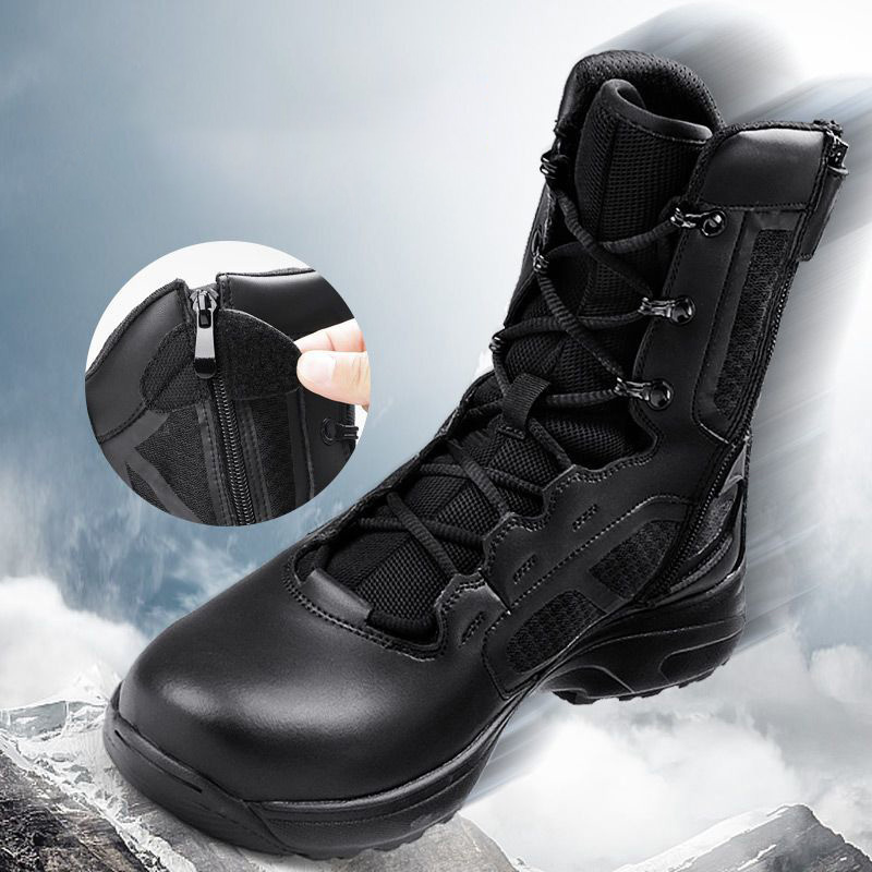 Wholesale men's hiking shoes Non slip safety shoes for men Summer breathable Motorcycle leather boots for men