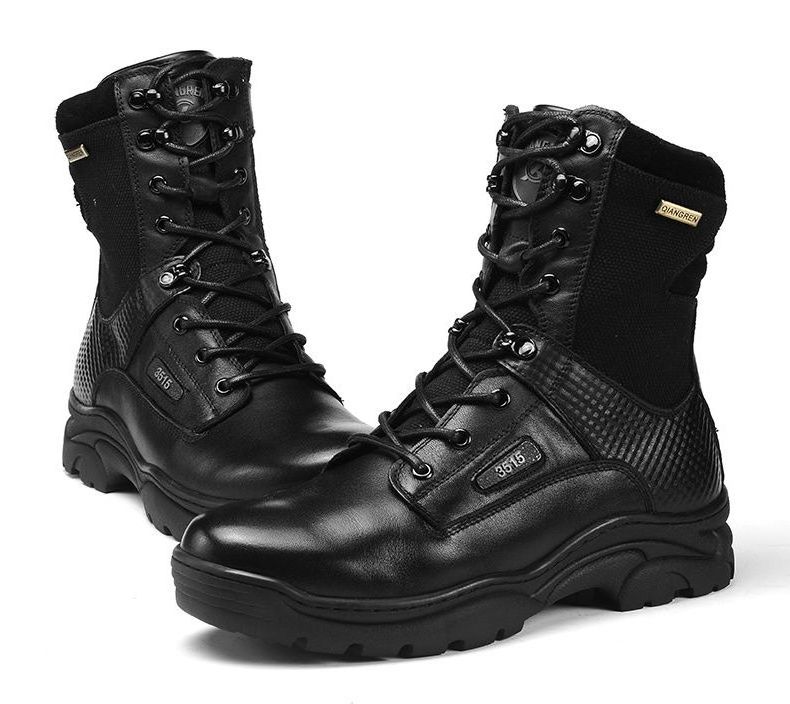 Top Quality Leather Outdoor Trekking Men Waterproof Hiking Boots Black Combat Tactical Boot For Men