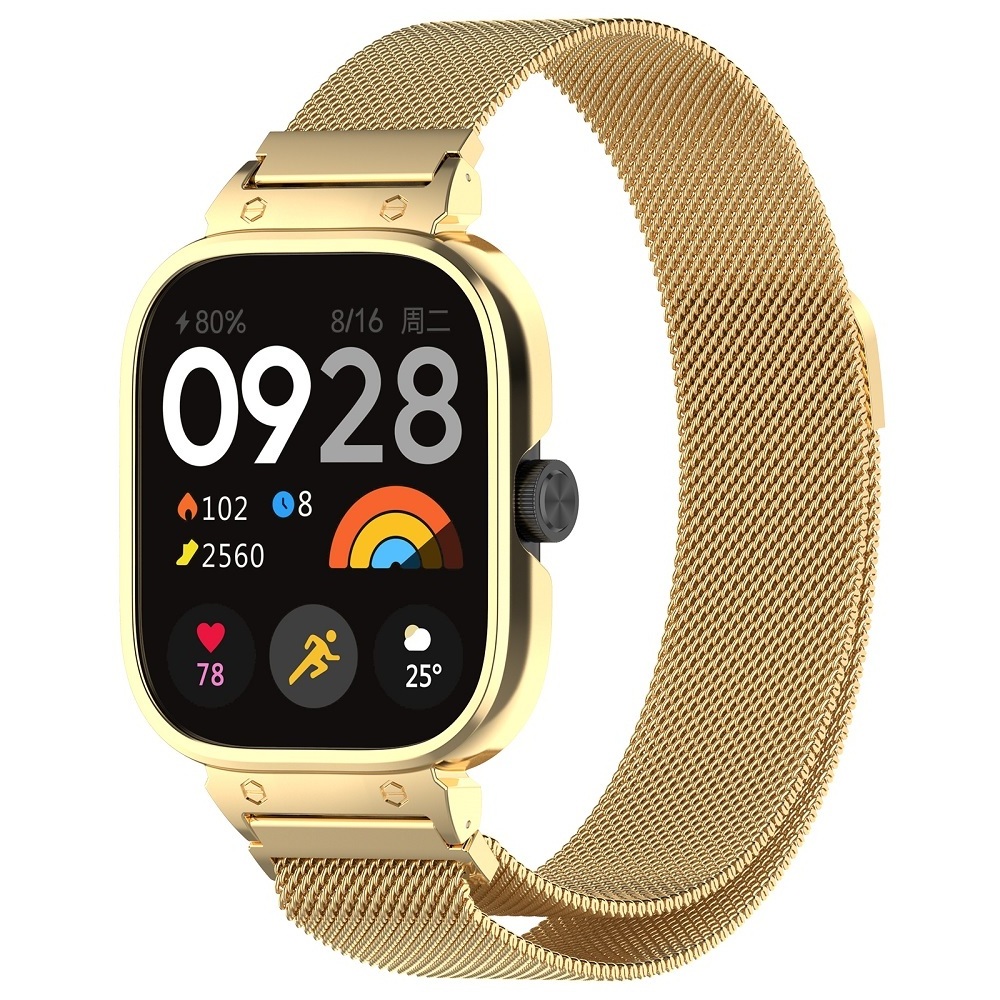 Metal Bracelet Replacement Strap+Case for Redmi Watch 4 Stainless Steel Magnetic Loop Milanese Watch Band