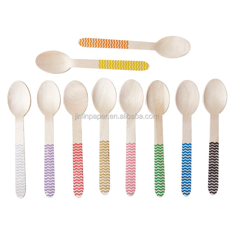 Party decorative wooden spoon disposable ice cream wood tasting spoons