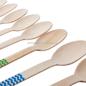 Party decorative wooden spoon disposable ice cream wood tasting spoons