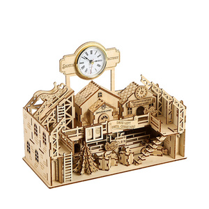 3d wooden puzzle for christmas custom 3d wood puzzle toys Santa's factory mini 3d puzzles