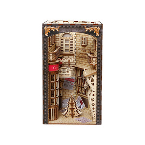 Christmas book nook Unique Desktop decoration 3d wooden Miniature House Puzzle