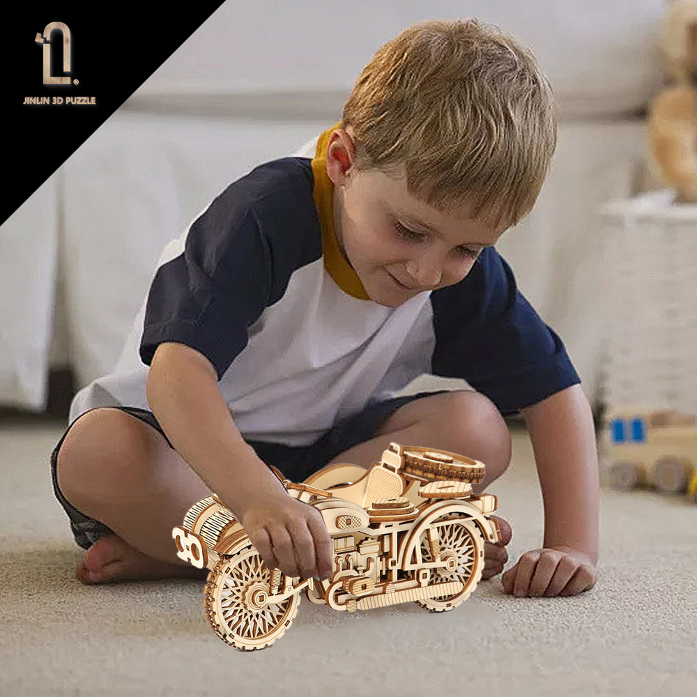 three-wheeled motorcycle jigsaw model kit 3d wooden Tricycle puzzle for adults