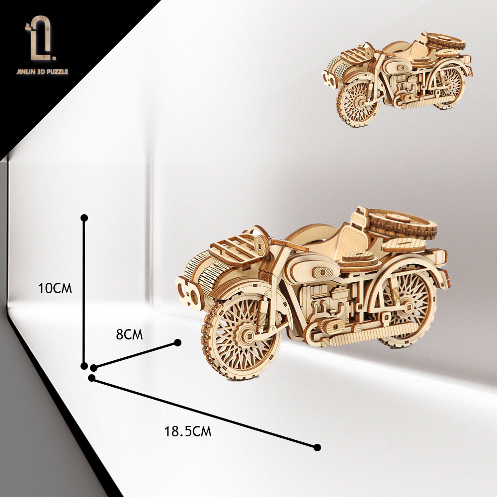 three-wheeled motorcycle jigsaw model kit 3d wooden Tricycle puzzle for adults