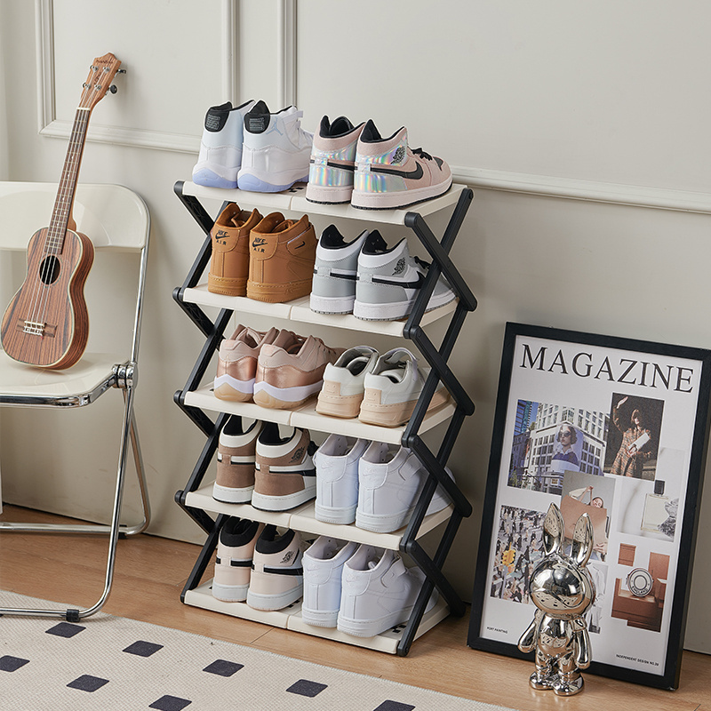 Custom logo Multi-layered creativity Home Assembly X-Type Dust Foldable Shoe storage rack metal Shoe Rack