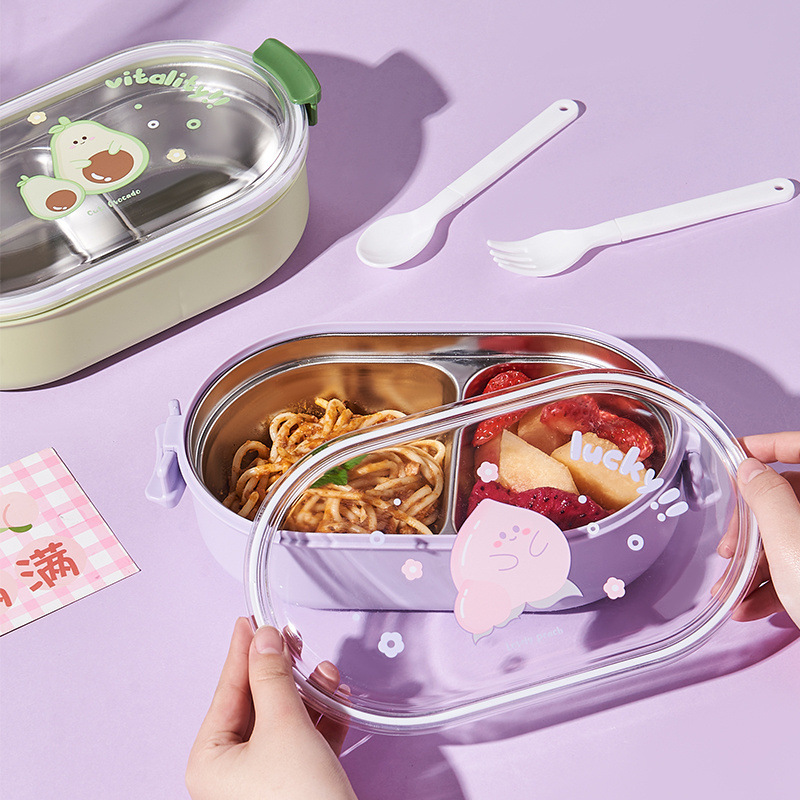 Best Sale Stainless Steel Lunch Bento Box with Cutlery Wholesale Sealed Leakproof Plastic Material