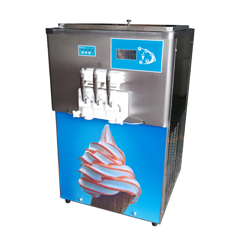 Pump Feed High Ice Cream Overrun Commercial Counter top Frozen Yogurt Soft Serve Ice Cream Machine with Rainbow Syrup System