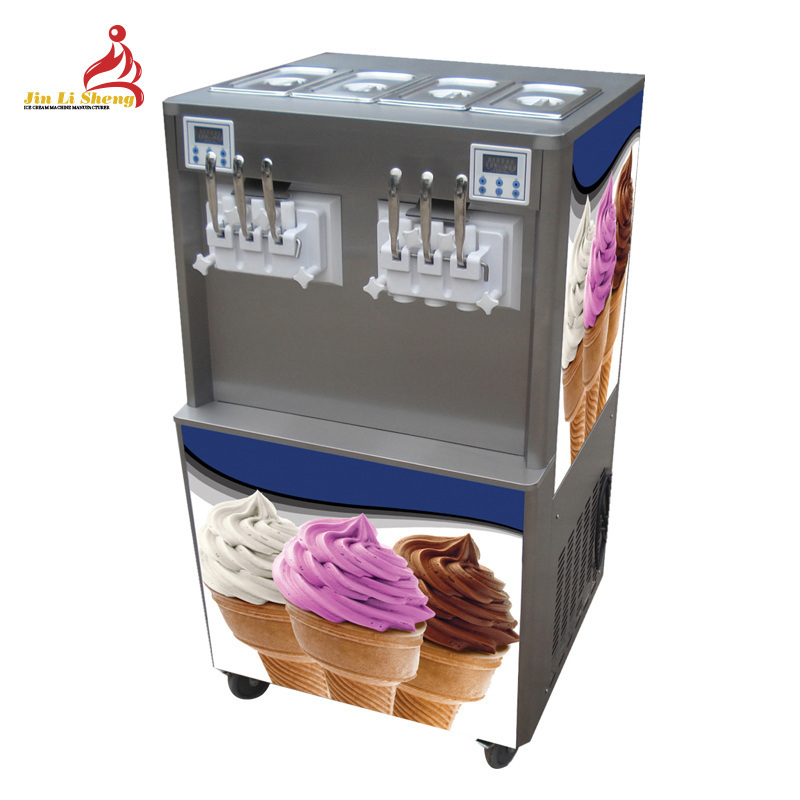 Continuous Dispensing Big Capacity 60 Liter 6 Flavor Commercial Frozen Yogurt Soft Serve Ice Cream Maker Making Machine For Sale