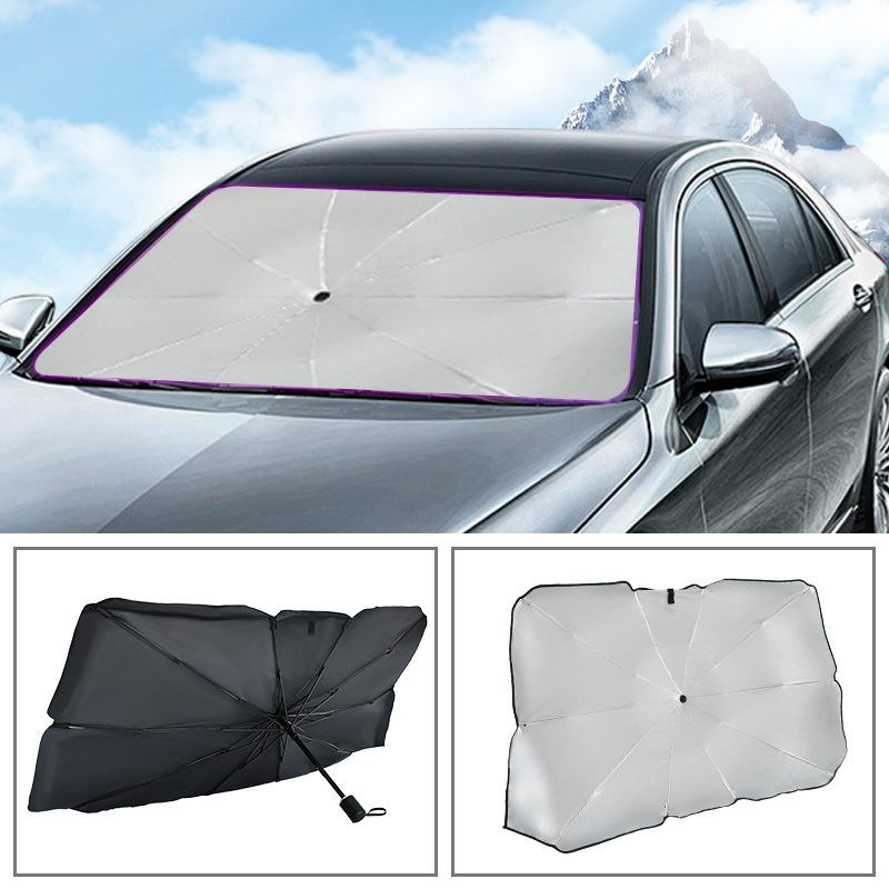 2024 Hot Sell Car Accessories Uv Protection Sunshade Foldable Car Windshield Umbrella