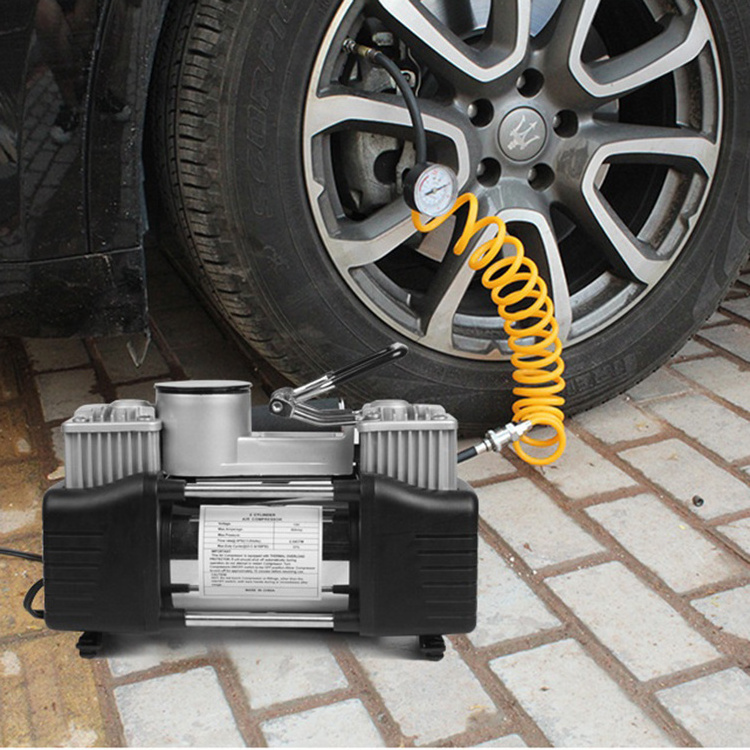 High Pressure Double Cylinder 12v Car Air Compressor For Car Tires 150psi Portable Air Pump