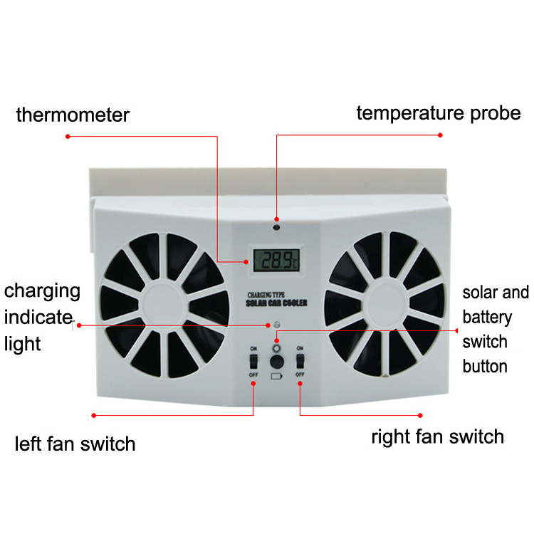 New arrival rechargeable electric solar car vehicle exhaust cooling ventilation fan